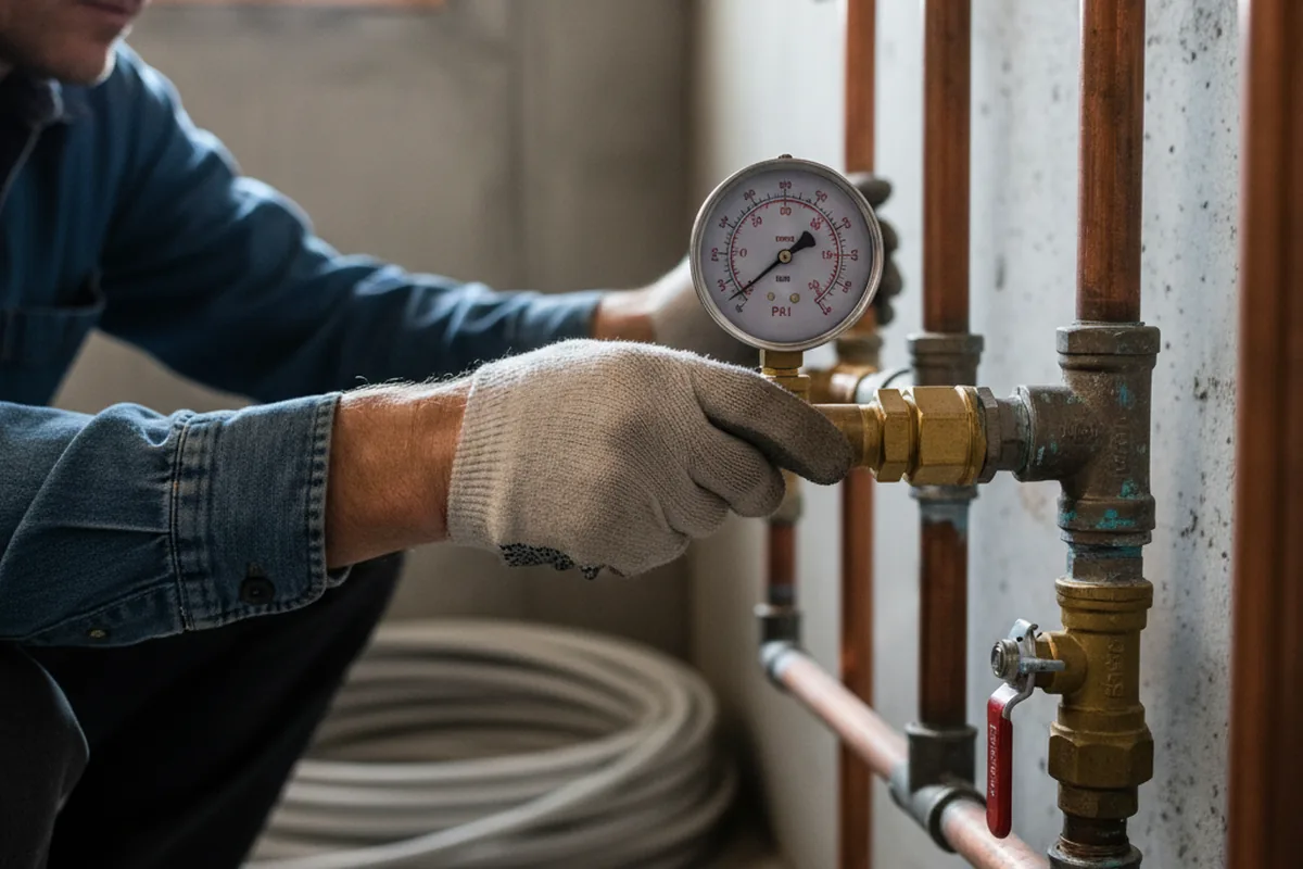 Pressure testing a repaired line during Water Line Repair in Breeding